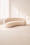 Marlo - Canapé en chenille beige incurvé 3 places