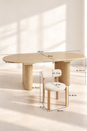 LILY - Ensemble table extensible 230cm effet bois et 6 chaises en tissu écru