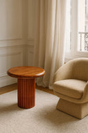 Alta - Meuble d'appoint en bois de manguier et métal émaillé marron