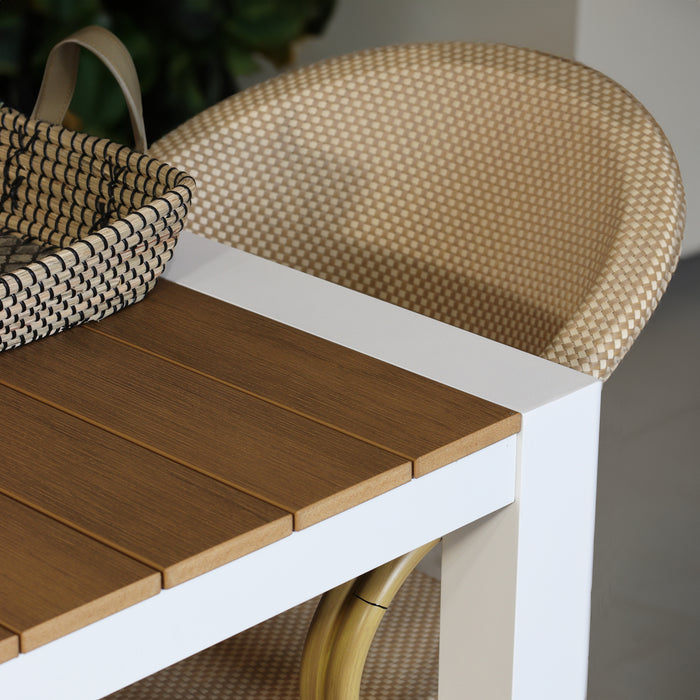 Table de jardin Bari en bois avec pieds en aluminium blanc 230x90x74 cm