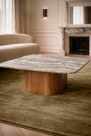 Bergen - Table basse carré avec plateau en marbre naturel et pied en bois d'acacia naturel
