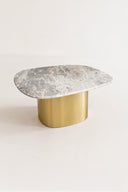 Fedje - Table basse carré avec plateau en marbre naturel et pied en métal doré