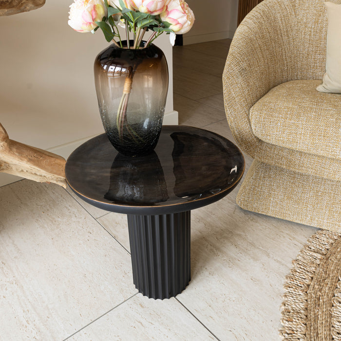 Meuble d'appoint Sören avec plateau en bois de manguier émaillé 45x42x42 cm