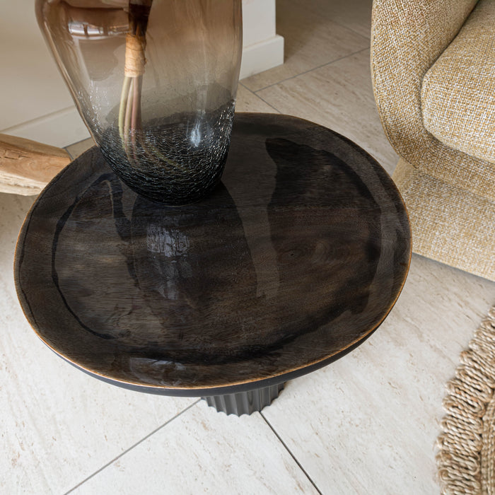 Meuble d'appoint Sören avec plateau en bois de manguier émaillé 45x42x42 cm