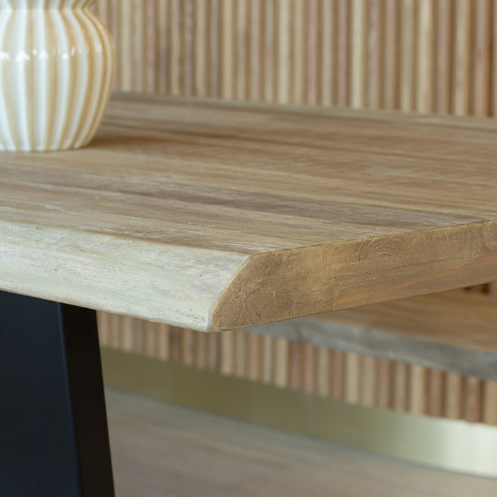 Ensemble table et bancs Hera en bois de pin et acacia 235 cm