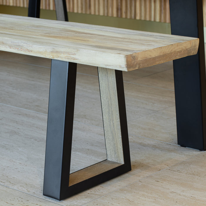 Lot de 2 bancs Hera en bois de pin et acacia avec pieds en métal 180x30x41 cm