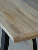 Hera - Lot de 2 bancs en bois de pin et acacia avec pieds en métal 180 cm