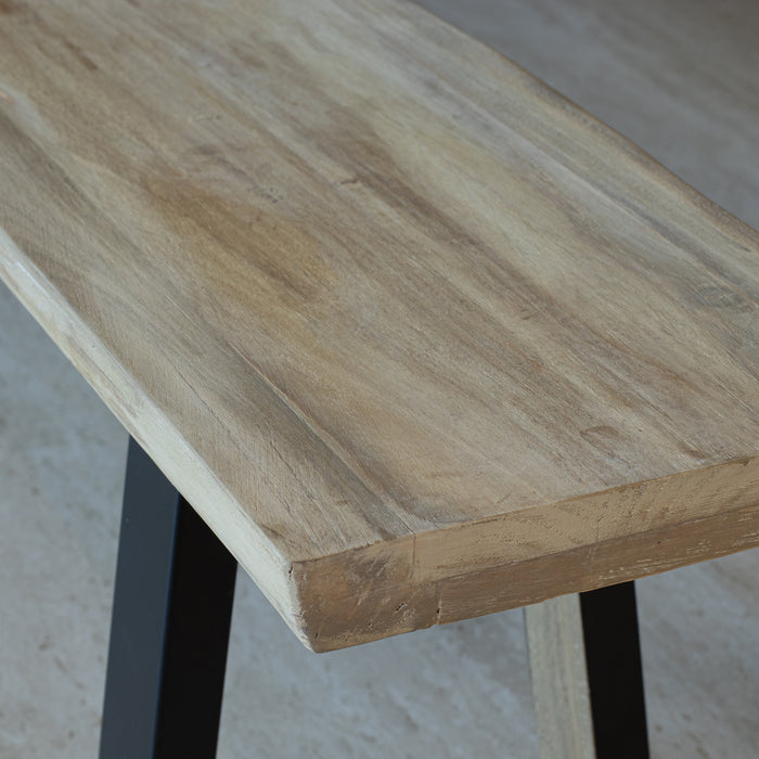 Lot de 2 bancs Hera en bois de pin et acacia avec pieds en métal 180x30x41 cm