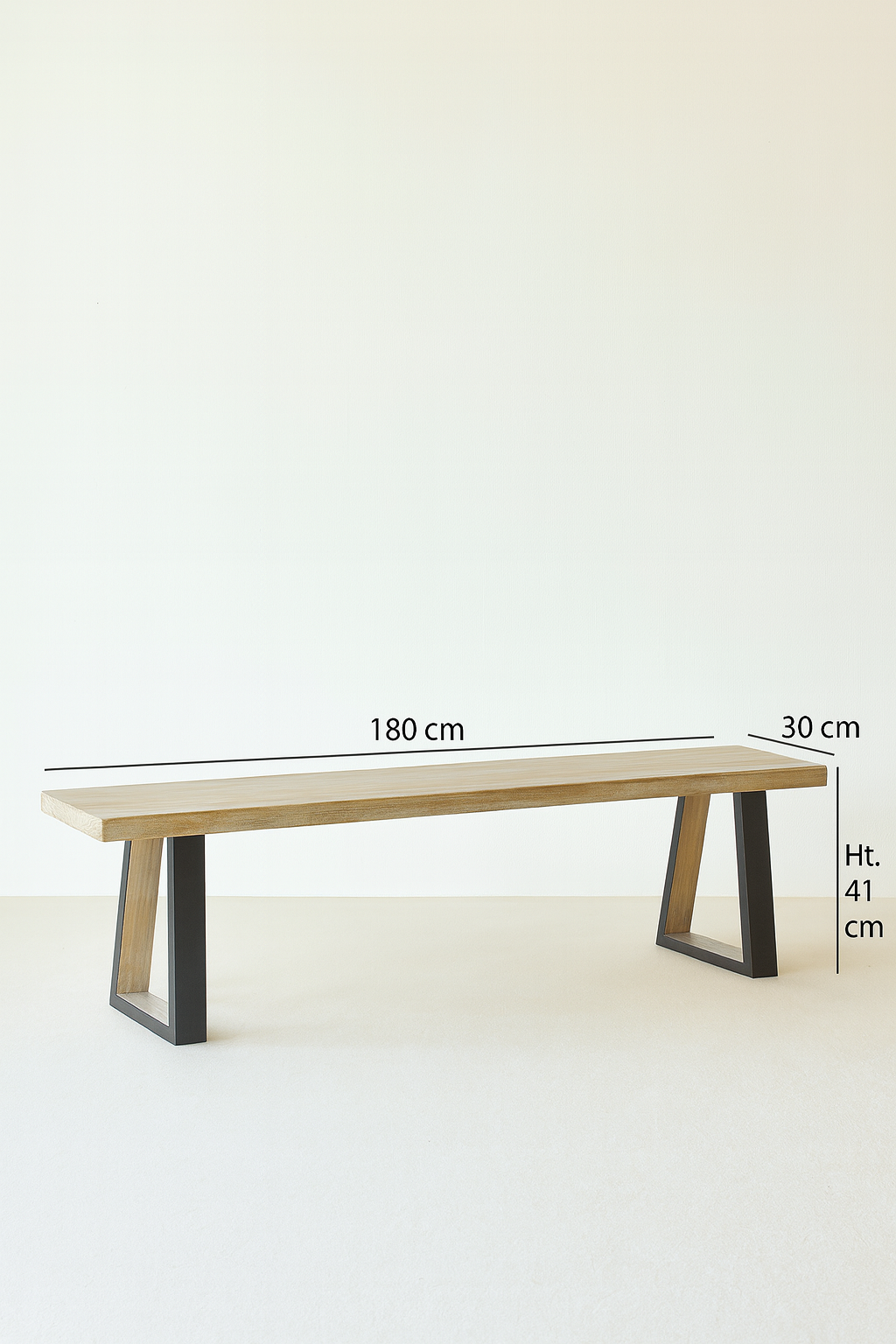 Dimensions Hera - Lot de 2 bancs en bois de pin et acacia