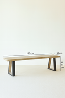 Hera - Lot de 2 bancs en bois de pin et acacia avec pieds en métal 180 cm