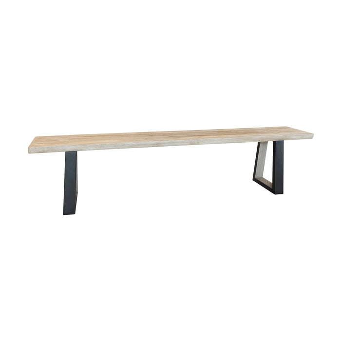 Lot de 2 bancs Hera en bois de pin et acacia avec pieds en métal 180x30x41 cm