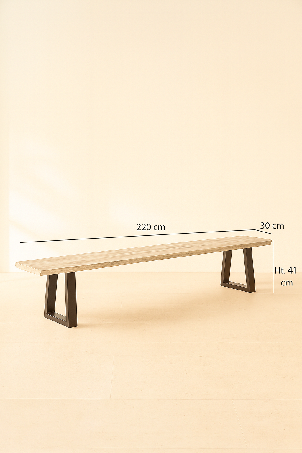 Dimensions Hera - Lot de 2 bancs en bois de pin et acacia