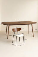 Ensemble table à manger rectangulaire 200x90cm en bois effet noyer Callao et 6 chaises en velours côtelé écru Riva