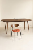 Ensemble table à manger rectangulaire 200x90cm en bois effet noyer Callao et 6 chaises en velours côtelé terracotta Riva