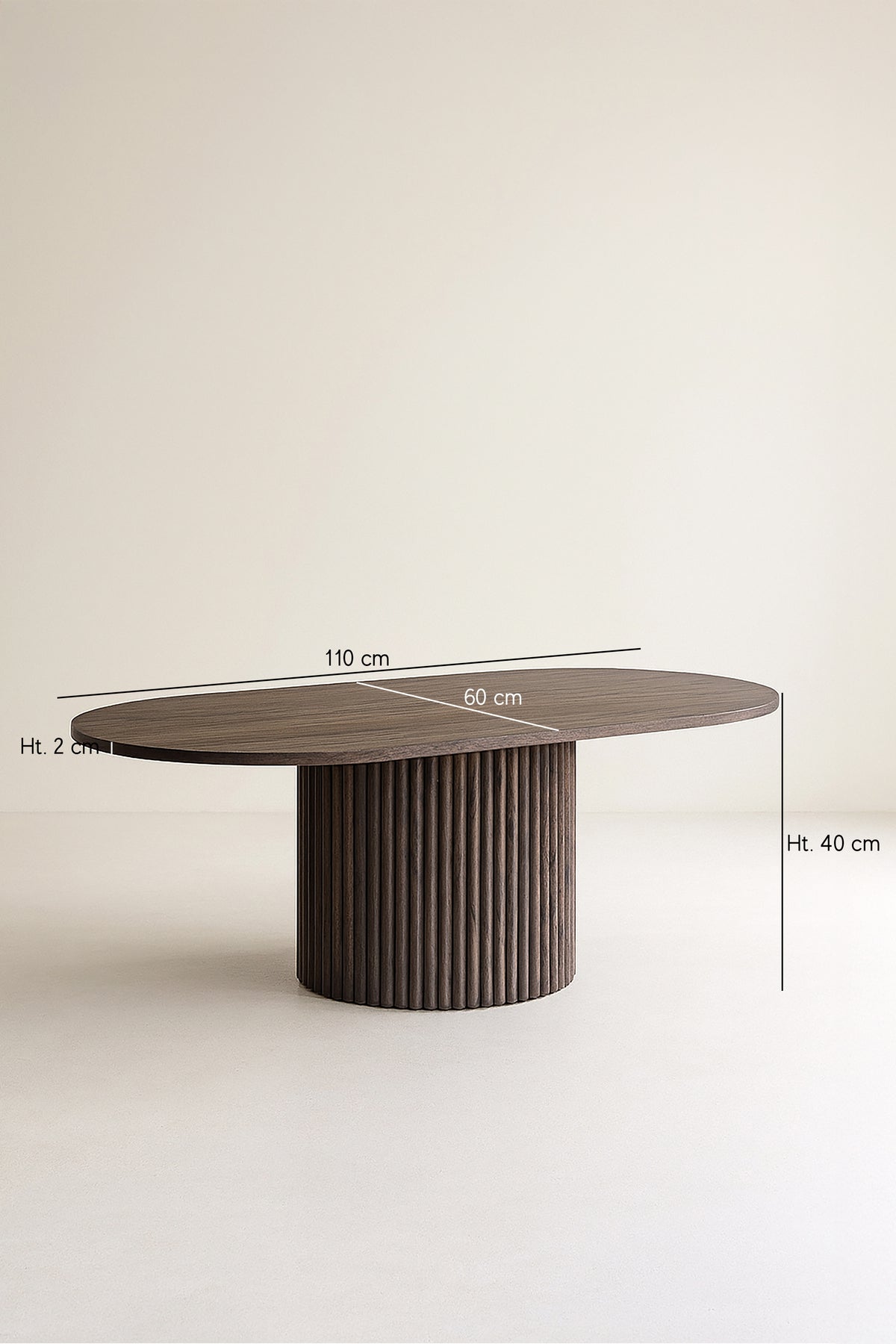 Dimensions Sierra - Table basse ovale 110x60cm en bois effet noyer