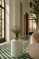 Zina - Meuble d'appoint en coquille de Capiz vert