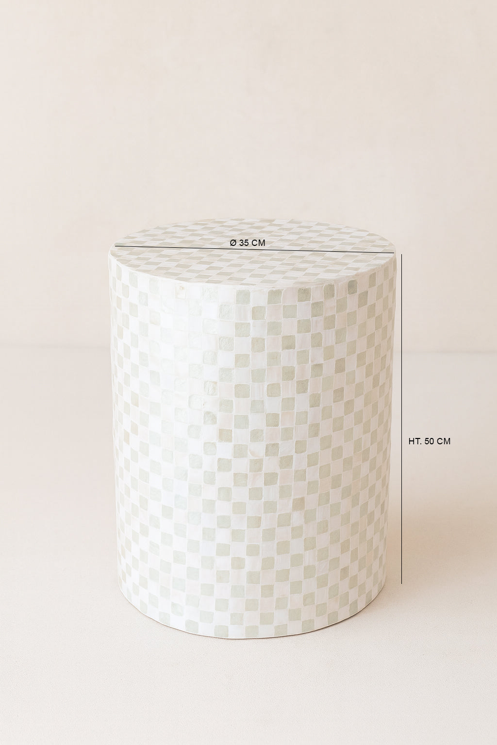 Dimensions Zina - Meuble d'appoint en coquille de Capiz vert