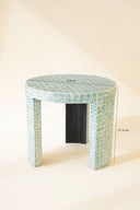 Solna - Meuble d'appoint en coquilles de Capiz bleu