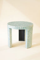 Solna - Meuble d'appoint en coquilles de Capiz bleu