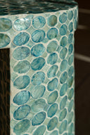 Solna - Meuble d'appoint en coquilles de Capiz bleu