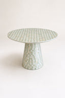 Zina - Table basse ronde en coquille de capiz verte