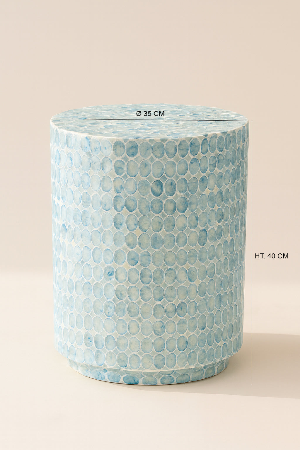 Dimensions Solna - Meuble d'appoint en coquille de capiz bleu