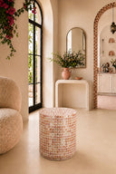 SOLNA - meuble d'appoint en coquille de capiz rose