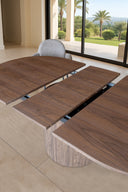 Sierra - Table à manger ovale extensible 180-220x120cm en bois effet noyer