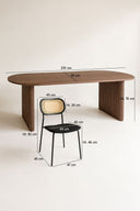 Ensemble table ovale 230cm effet noyer SELMA et 6 chaises en velour noir NOSARA
