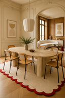 Ensemble table ovale 220cm placage frêne QUITO et 6 chaises en bois NOSARA