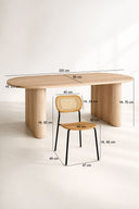 Ensemble table ovale 220cm placage frêne QUITO et 6 chaises en bois NOSARA