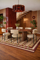 Ensemble table à manger ovale 230x90cm  en bois effet noyer Selma et 6 chaises beige Gina