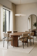 Gina - Ensemble table en bois de noyer et 6 chaises moka