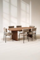 Gina - Ensemble table en bois de noyer et 6 chaises moka