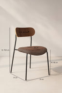 Callao - Table en bois de noyer et 6 chaises en tissu teddy marron