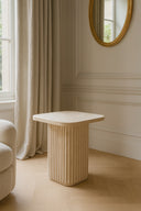 Susan - Meuble d'appoint carré effet travertin naturel