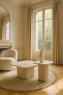 Susan - Meuble d'appoint carré effet travertin naturel