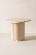 Susan - Meuble d'appoint carré effet travertin naturel