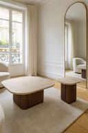 Esther - Table d'appoint carré effet travertin naturel