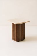 Esther - Table d'appoint carré effet travertin naturel