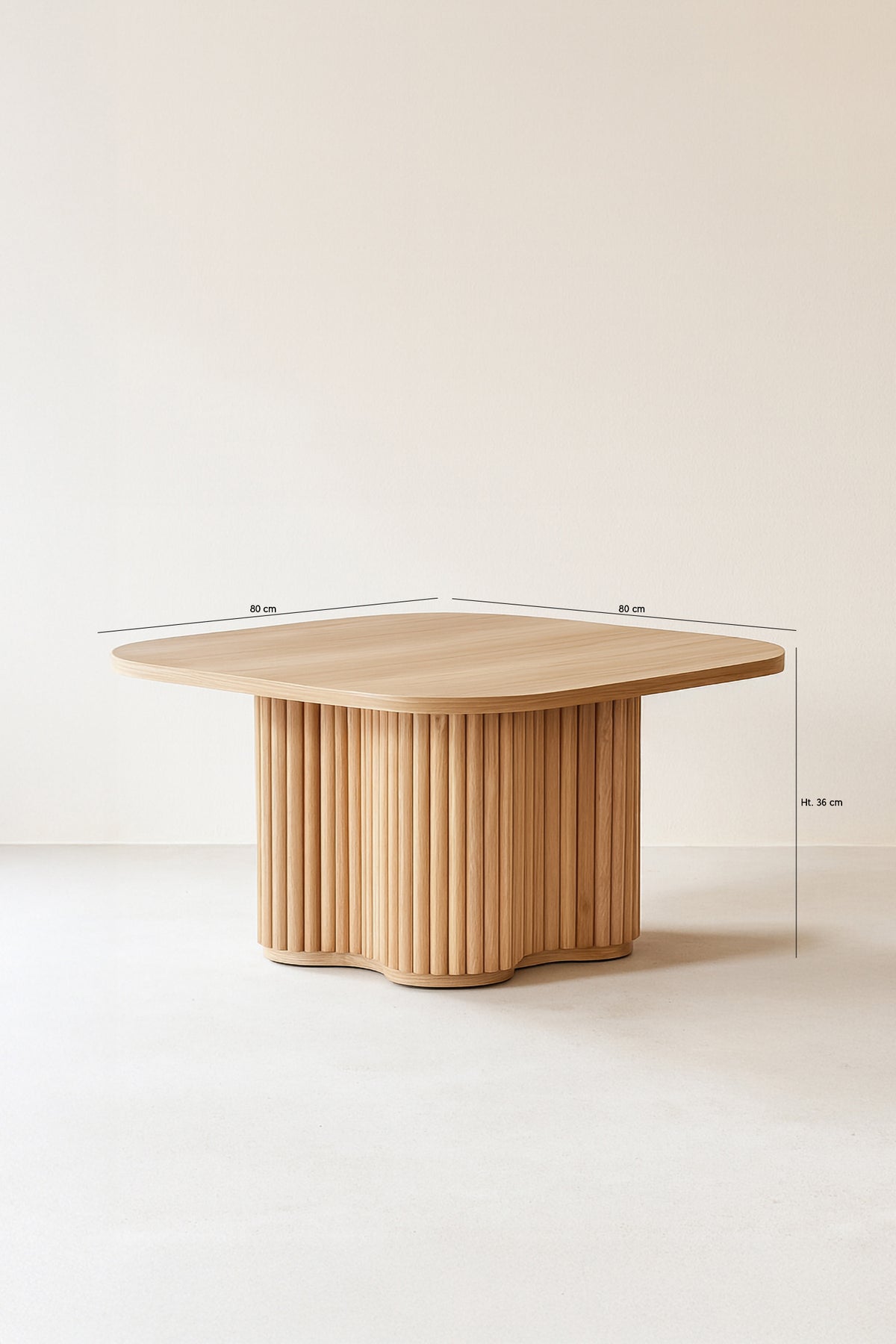 Dimensions Alba - Table basse carré effet bois naturel