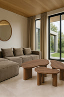 Charlie - Lot de 3 tables basses couleur noyer avec 3 pieds