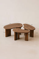 Charlie - Lot de 3 tables basses couleur noyer avec 3 pieds