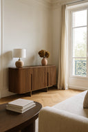 Selma - Bahut effet bois de noyer avec pieds métal doré