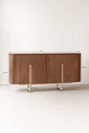 Selma - Bahut effet bois de noyer avec pieds métal doré