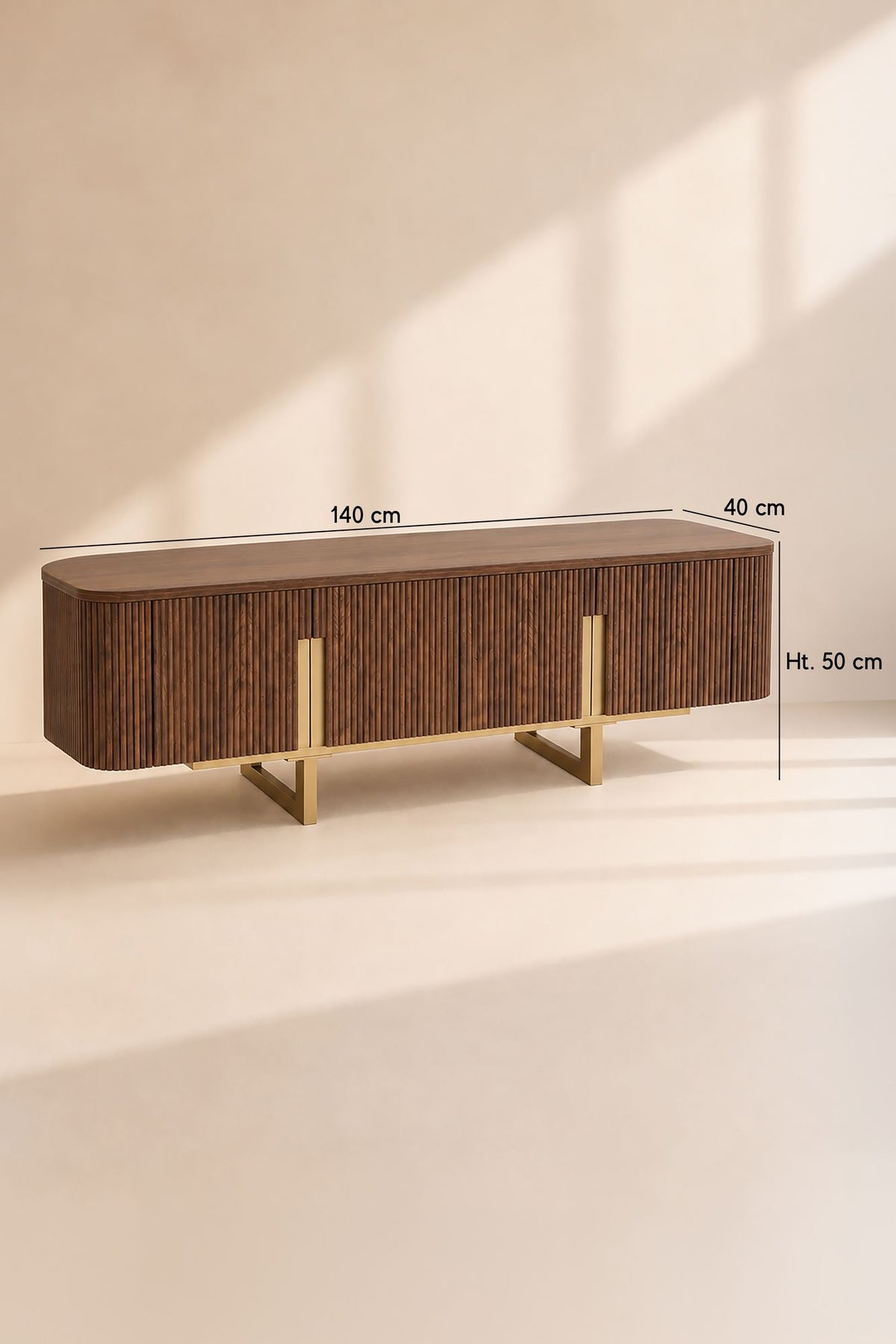 Dimensions Selma - Meuble TV 4 portes effet bois couleur noyer