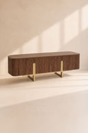 Selma - Meuble TV 4 portes effet bois couleur noyer
