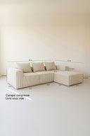 Cocoon - Canapé d'angle compressé en velours côtelé couleur écru