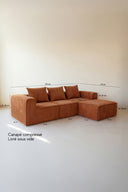 Cocoon - Canapé d'angle compressé en velours côtelé couleur brique