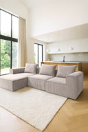 Cocoon - Canapé d'angle compressé en velours côtelé couleur taupe